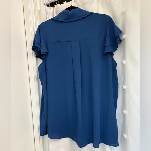 T Tahari Prussian Blue Blouse - Picture 2 of 7